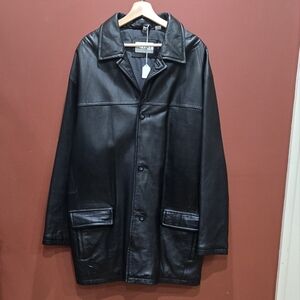 Leather topcoat by Alfani